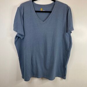 Carhartt Womens XXL Relaxed Fit V Neck Blue‎ T-Shirt Top Plus Size